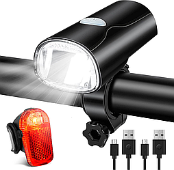 Світлодіодні велосипедні ліхтарі, передній та задній, 4 режими яскравості, 2000 мАг
