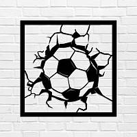 Картина из дерева панно на стену резное Мяч в Рамке TWD WALL51024 37x37см Черный Спорт Квадрат В раме