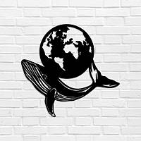Картина з дерева панно на стіну різьблене Кіт (Земля) TWD WALL70007 40х38см Чорний Абстракція Горизонтальна Без рами