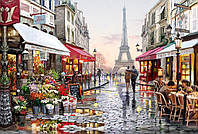 Алмазная мозаика на подрамнике Улочка Парижа DM-328 60х40см Полная зашивка. Набор алмазной вышивки город