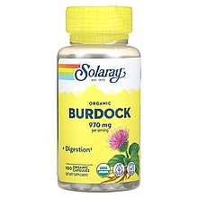 Органічно вирощений лопух Burdock 485 мг, 100 рослинних капсул Solaray