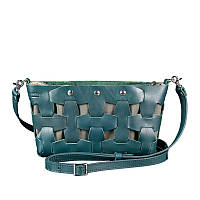 Кожаная плетеная женская сумка BlankNote Пазл Krast S Зеленая (BN-BAG-31-malachite)