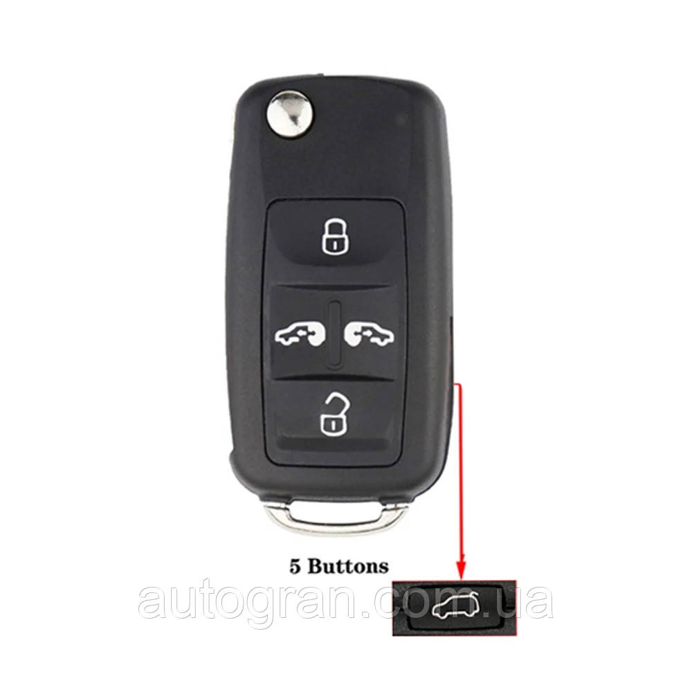 Корпус викидного ключа VW Volkswagen Sharan Multivan Touran 4+1 кнопки після 2009г
