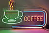 Вивіска Coffee чашка неонова led neon різнобарвна 600х370 мм із пультом, фото 5
