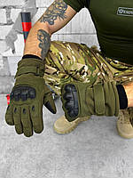 Тактические перчатки олива на флисе с костяшками Magnum