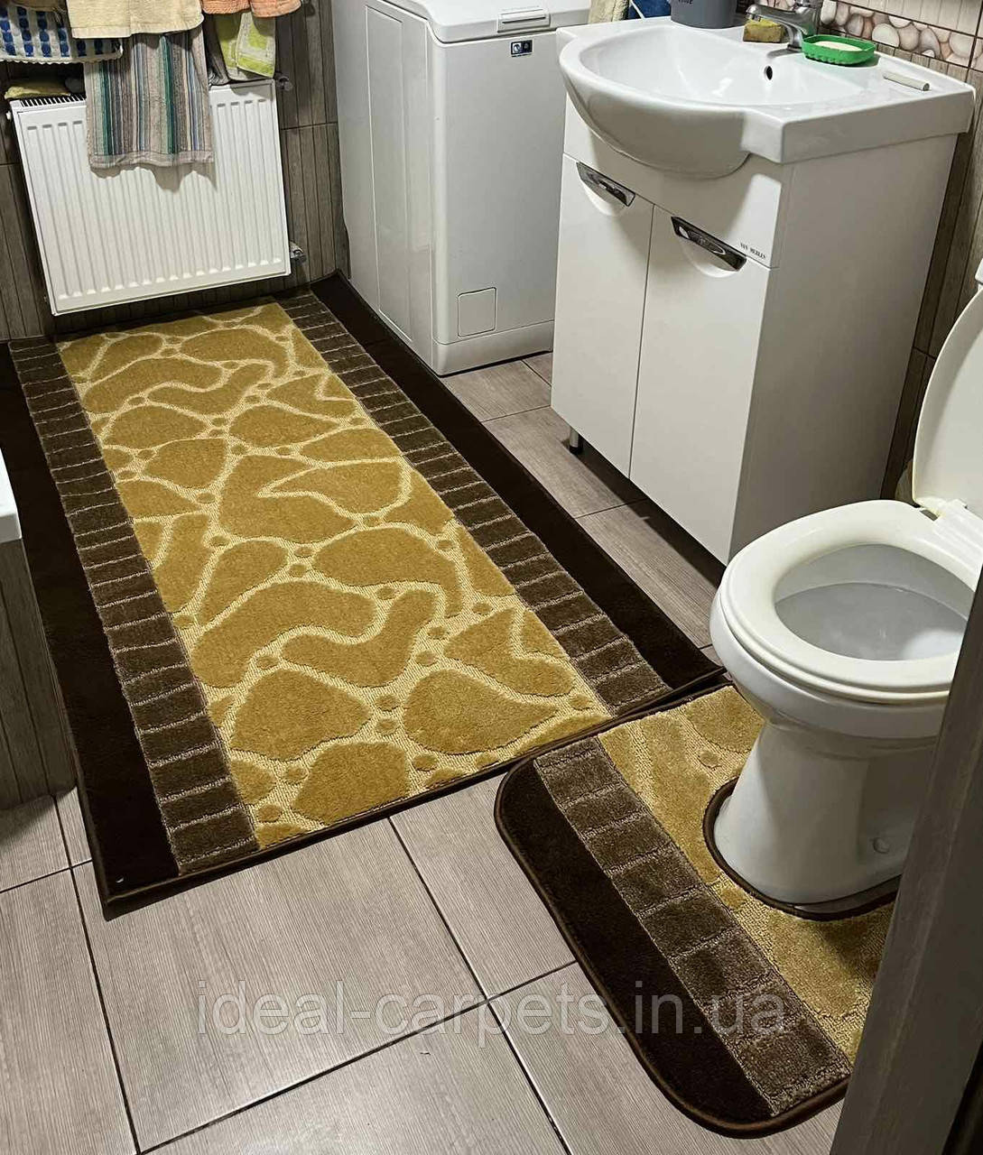 Комплект килимків для ванної Konfetti Carpet 60*100 та 60*50см до унітазу Світло коричневий 0047 Туреччина