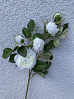 Роза искусственная кустовая белая премиум