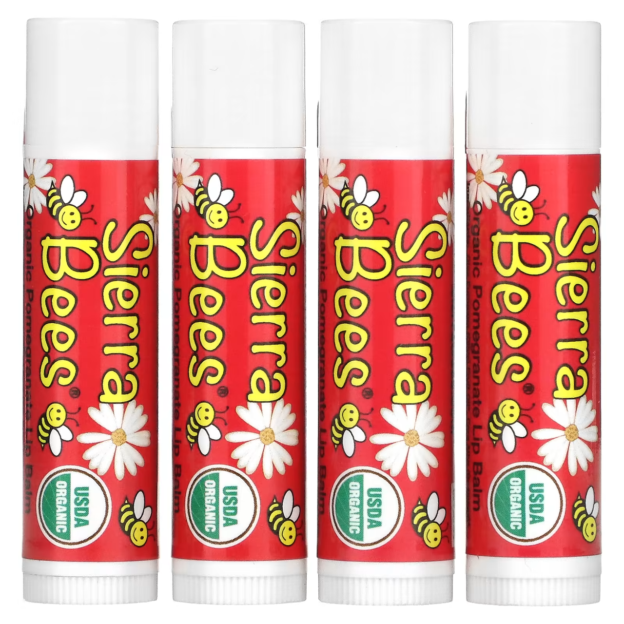 Органічні бальзами для губ, кокос, 4 шт. в упаковці, Sierra Bees