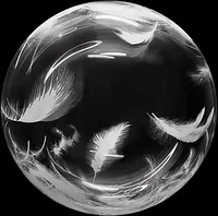 Bubble Бабл КНР 20"(50 см) Прозрачный с рисунком "Белые перья"