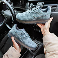 Женские кроссовки Nike Air Force 1 '07 grey текстиль/замша серые