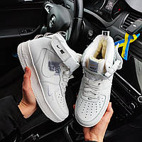 Зимние женские кроссовки Nike Air Force 1 Mid 07 White кожаные белые 36(23 см)