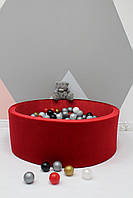 Детский бархатный сухой бассейн Maikinbaby и 150 шт шаров Красный
