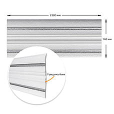 Плінтус РР самоклейний 2300х140х4мм Білий із сірою смужкою (D) SW-00001809, фото 4