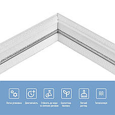 Плінтус РР самоклейний 2300х70х4мм Білий із сірою смужкою (D) SW-00001833, фото 4