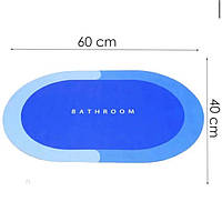 Килимок для ванної кімнати вологопоглинаючий швидковисихаючий нековзний Memos 60х40см. OB-703 Колір: синій