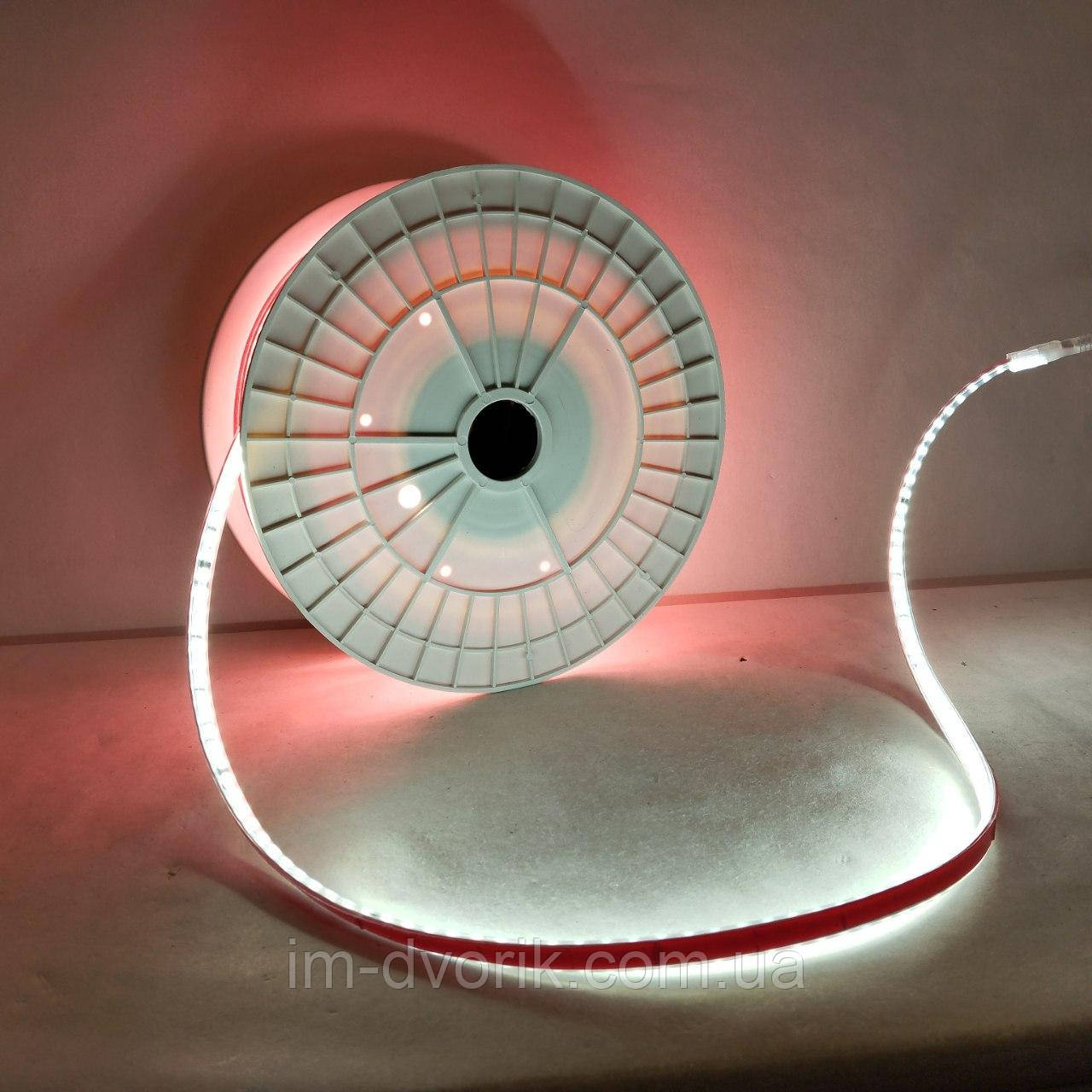 Світлодіодна стрічка 220V IP65 2835smd біла 120 led (кр. різання 10см) на клейкій основі