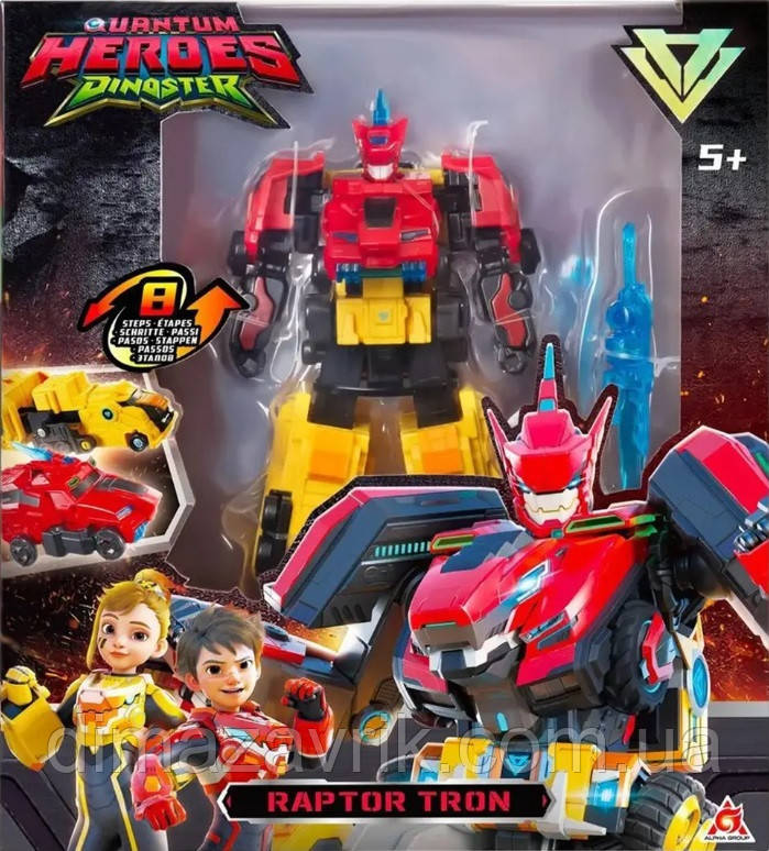 Робот Трансформер Діностер Quantum Heroes Dinoster "Раптор Трон" 20 см 2в1 Original Alpha Group, фото 1