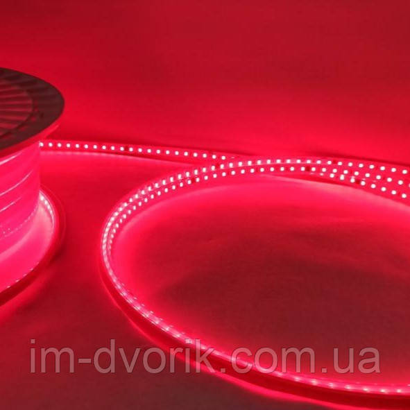 Світлодіодна стрічка 220V IP65 2835smd червона 120 led (кр. різання 10см) на клейкій основі
