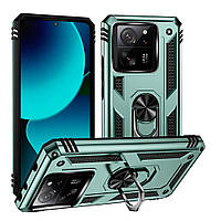 Протиударний чохол для Xiaomi 13T Pro зелений з кільцем підставкою