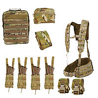 Пояс РПС R1 с карманом под баллистический пакет 94x18+8 подсумков и Рюкзак Мультикам