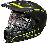 Шлем кроссовый (mod:NENKI MX-310 , чёрный мат с лимонной полоской) VDK
