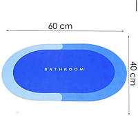Коврик для ванной комнаты влагопоглощающий быстросохнущий нескользящий Memos 60х40см. LW-616 Цвет: синий