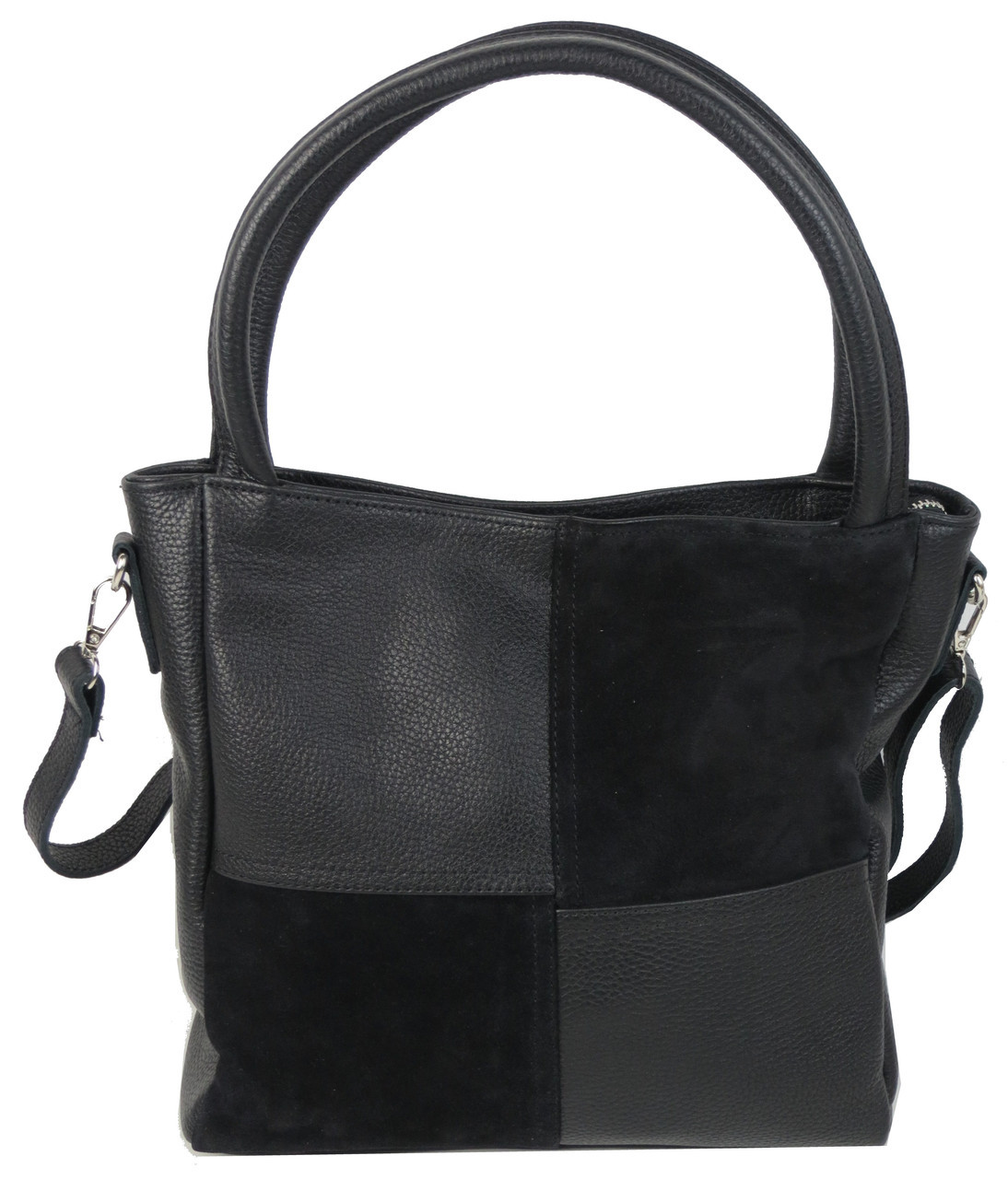 Жіноча сумка через плече зі шкіри та замші 29х28х10 см Borsacomoda Чорний (2000002732914)