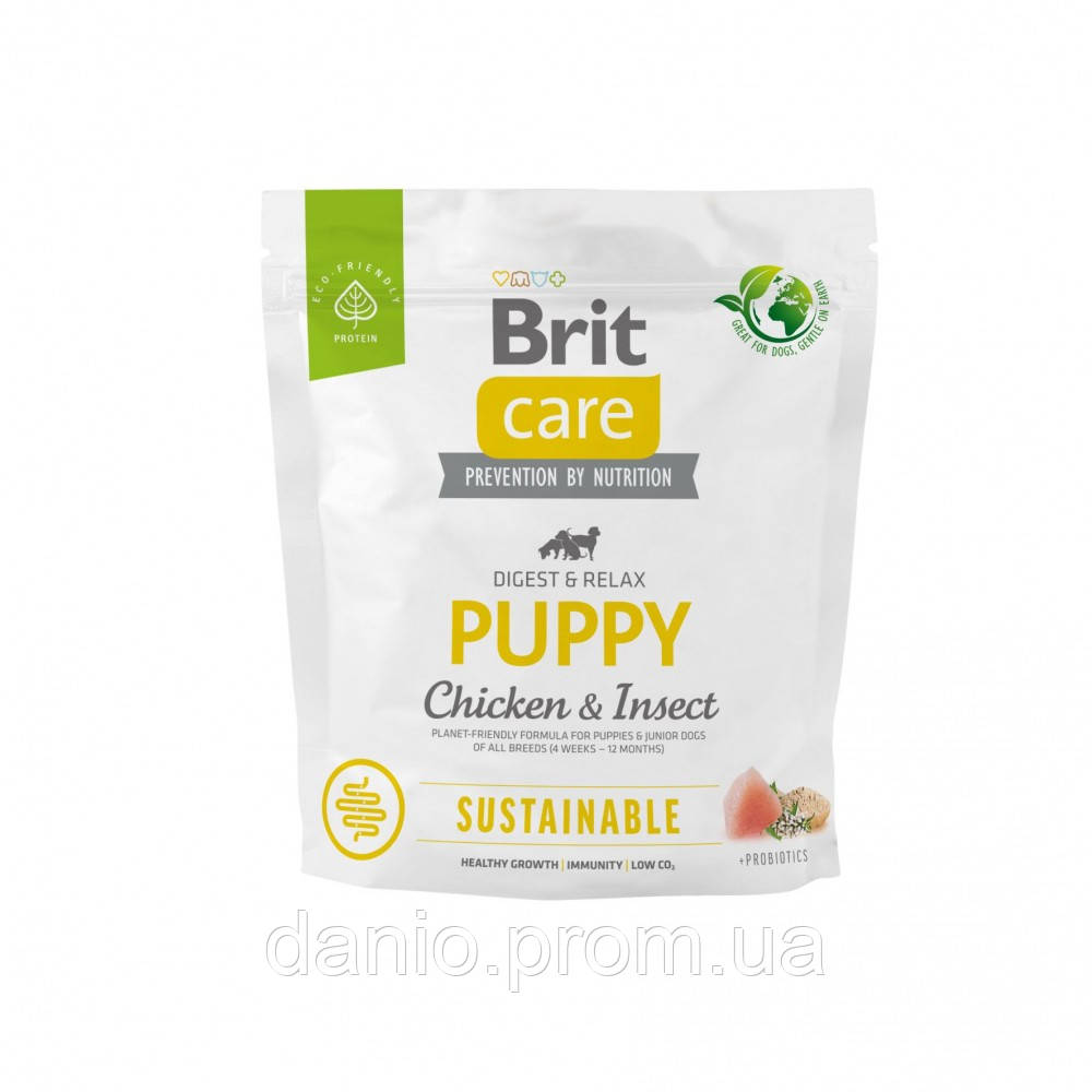 Сухий корм для цуценят Brit Care Dog Sustainable Puppy 1 кг, з куркою й комахами