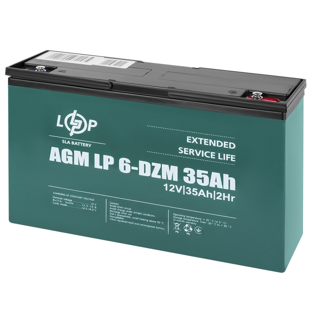 Акумулятор LP 6-DZM-35 тяговий 12V 35Ah для електрокарів та навантажувачів свинцево-кислотне надійне джерело, фото 1