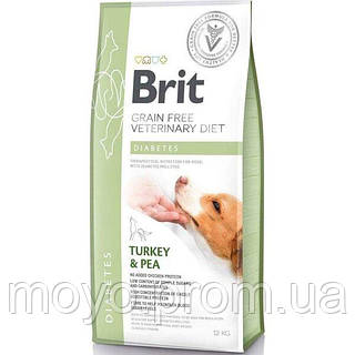 Сухой корм для взрослых собак Brit VetDiets при сахарном диабете с идейкой и горохом 12 кг