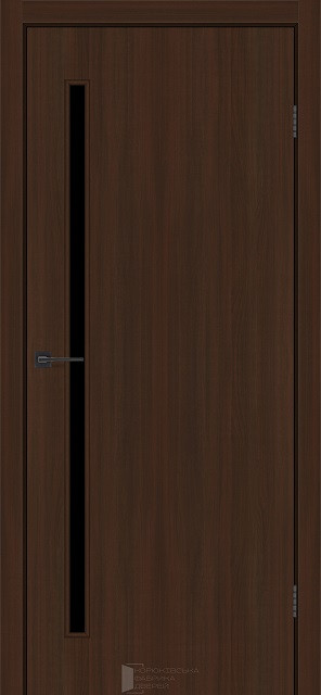 Двері міжкімнатні КФД/ KFD LINE Glass-01 Шимо Шоколад, Чорне скло, фото 1