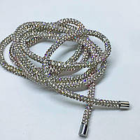 Шнурок стразовый 4мм с металическими наконечниками Crystal ( выберите длину) 200