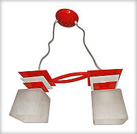 Светильник подвесной на 2 плафоны для детской, кухни, спальни, коридора Астра/2 красно-белый Код/Артикул