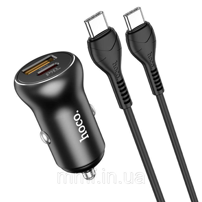 АЗП HOCO NZ5 SMOOTH ROAD PD30W + QC3.0 + TYPE-C TO TYPE-C ЧОРНИЙ