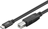 Перехідник обладнання USB Type-C-2.0B M/M  1.0m Lucom (84.00.7049) (USB2.0) D=3.8mm Gold Cu