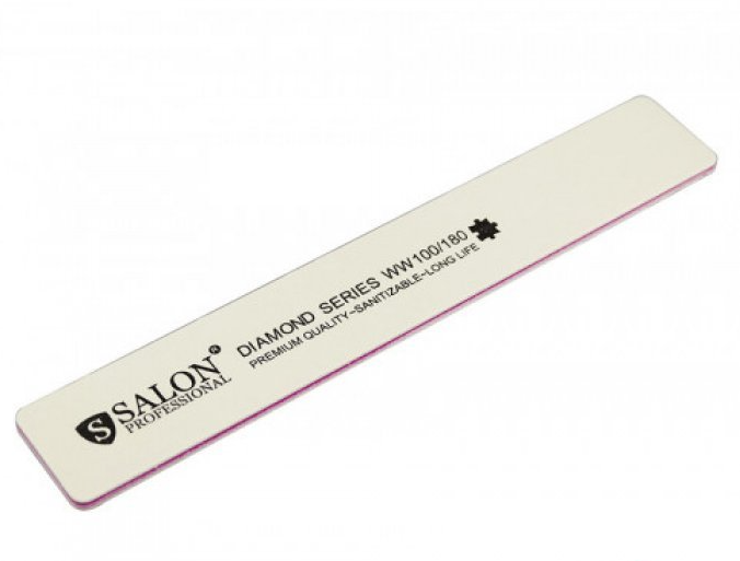 Пилка для нігтів Salon Professional Diamond біла пряма широка 100/100
