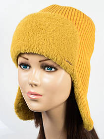 Зимова тепла шапка вушка із широким закотом