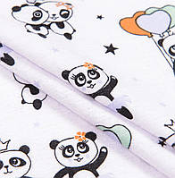 Ткань фланель детская белоземельная панды для пеленок распашонок детского постельного белья