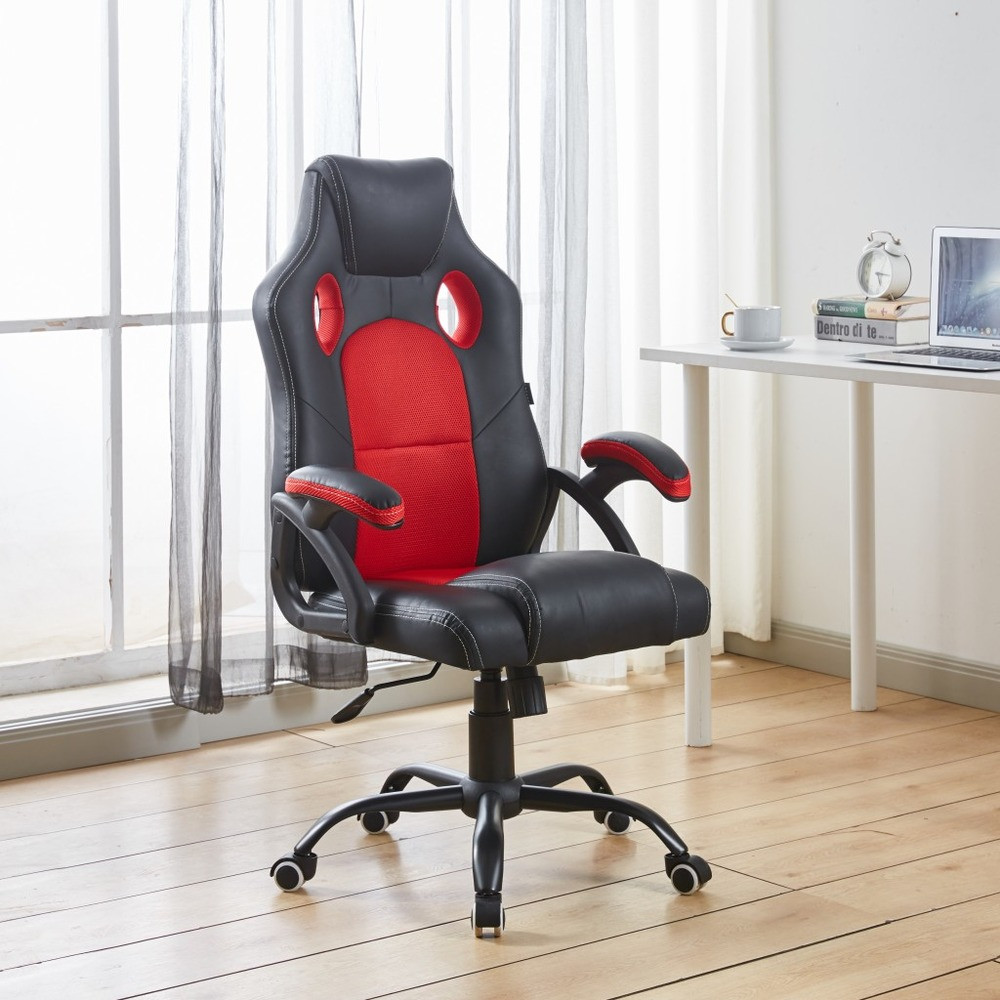 Геймерское Кресло с Сеткой Красное с Черным до 150 кг Компьютерное Игровое Кресло Bonro BN-2022S с TILT - фото 3 - id-p2067284573