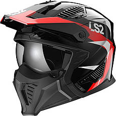 МОТОШОЛОМ ТРАНСФОРМЕР LS2 OF606 DRIFTER TRIALITY КОЛІР GLOSS BLACK RED
