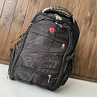 Мужской рюкзак для ноутбука универсальный городской с дождевиком молодежный водонепроницаемый черный зарядкой