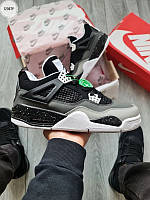 Мужские кроссовки Nike Air Jordan 4 Stelth (серые с черным) классные спортивные кроссы Y13089