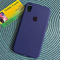 Чехол silicone case для iPhone XR синий/ накладка с микрофиброй для айфон хр синий