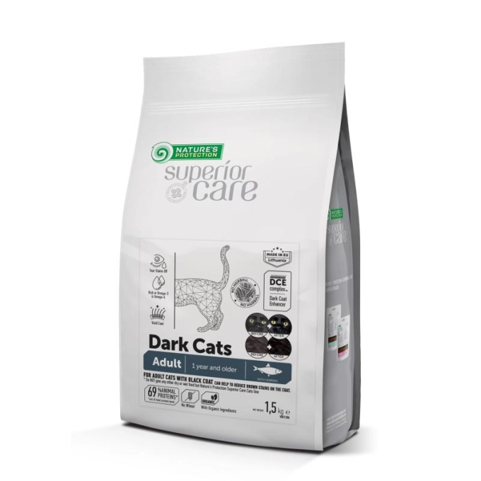 Nature's Protection Superior Care Dark Cats Grain Free сухий корм для кішок із чорною шерстю, 7 кг