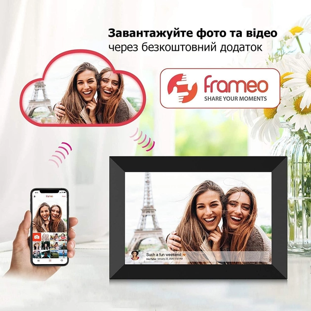 Цифровая фоторамка WiFi Photo Frame10" электронная рамка для фото c сенсорным дисплеем и памятью - фото 2 - id-p2067310500