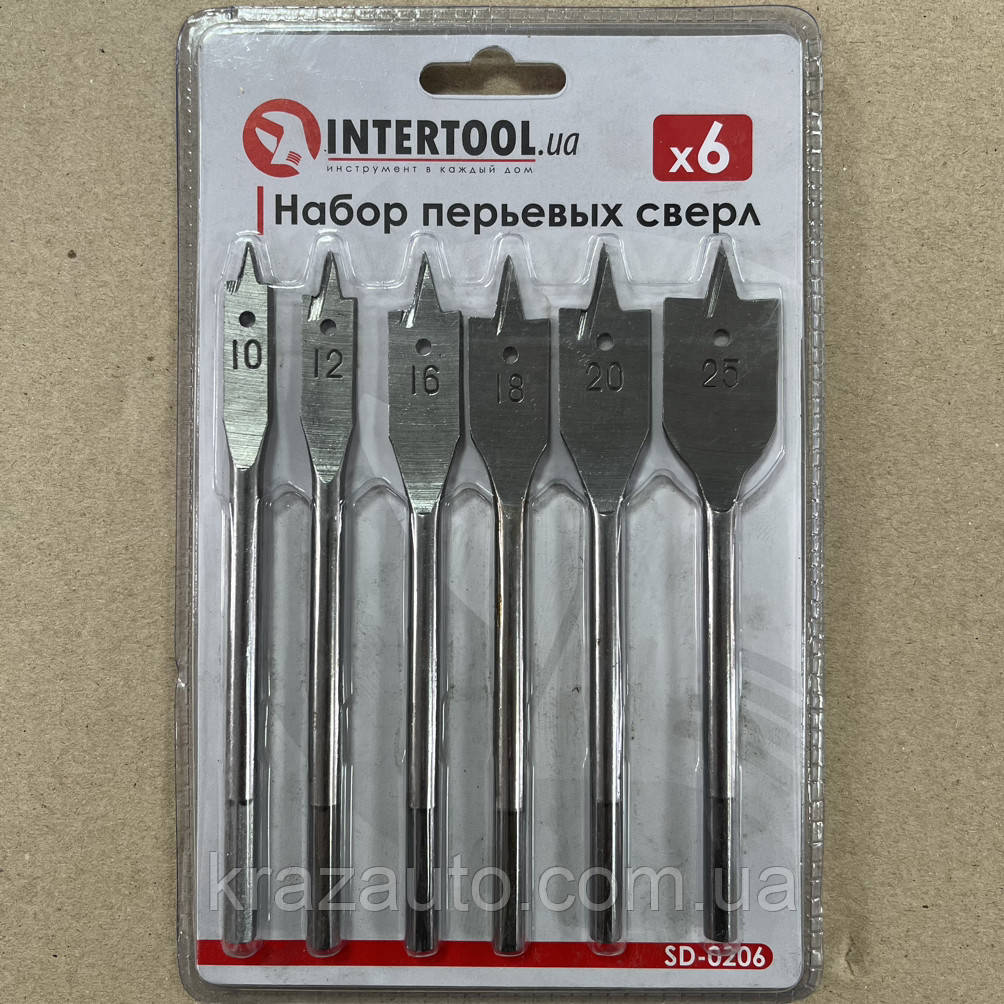 Набір перових свердел для дерева 6 шт. INTERTOOL SD-0206