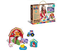 Деревянная игрушка Kids hits набор блоков ферма 11 деталей, 34х25,5х3,3 см, KH20/008