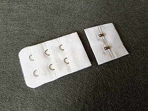 Застібка для бюстгальтера на 2 гачка 5х3см біла