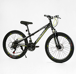 Спортивний алюмінієвий велосипед 24 дюйми Corso «Concept» CP-24784 (21 швидкість, облад.Shimano) чорний