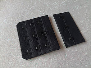 Застібка для бюстгальтера на 3 крючка 5х5.5см чорна